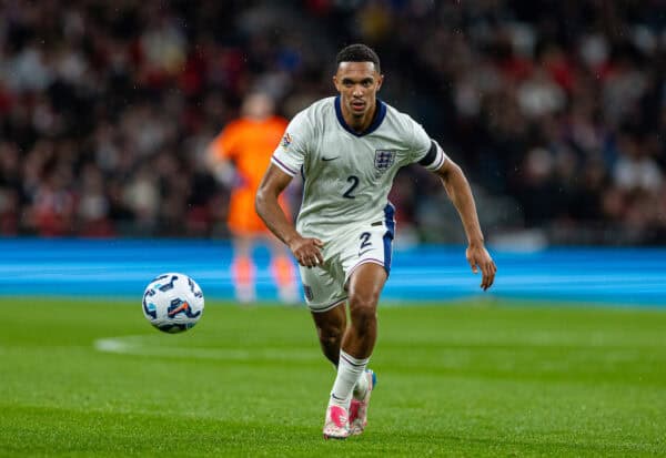 LONDRA, INGHILTERRA - martedì 10 settembre 2024: Trent Alexander-Arnold dell'Inghilterra durante la partita del Gruppo B2 della UEFA Nations League League tra Inghilterra e Finlandia allo stadio di Wembley. (Foto di David Rawcliffe/Propaganda)