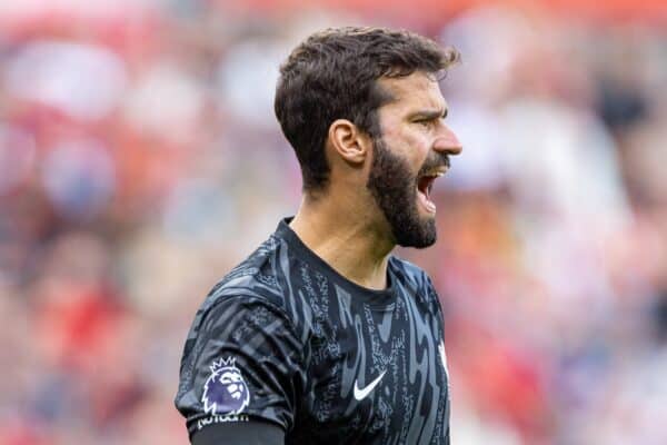 LIVERPOOL, INGHILTERRA - Sabato 14 settembre 2024: il portiere del Liverpool Alisson Becker durante la partita della FA Premier League tra Liverpool FC e Nottingham Forest FC ad Anfield. (Foto di David Rawcliffe/Propaganda)