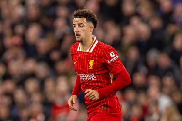 LIVERPOOL, ENGLAND - Wednesday, September 25, 2024: Liverpool's Curtis Jones during the Football League Cup 3rd Round match between Liverpool FC and West Ham United FC at Anfield. (Photo by Ryan Brown/Propaganda)