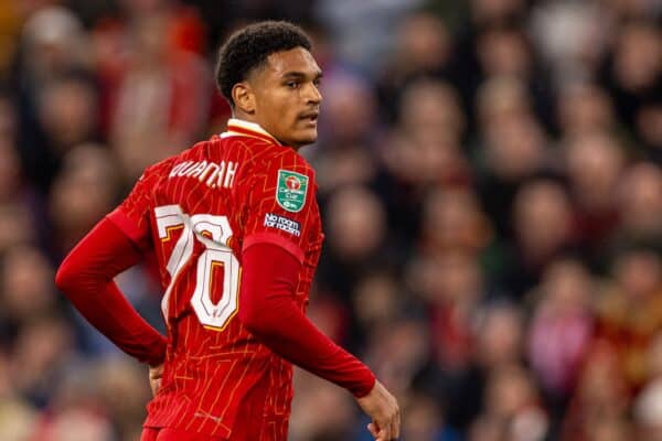 LIVERPOOL, INGHILTERRA - Mercoledì 25 settembre 2024: Jarell Quansah del Liverpool durante la partita del terzo turno della Football League Cup tra Liverpool FC e West Ham United FC ad Anfield. (Foto di Ryan Brown/Propaganda)