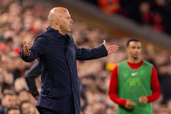 LIVERPOOL, ENGLAND - Wednesday, September 25, 2024: Liverpool's head coach Arne Slot during the Football League Cup 3rd Round match between Liverpool FC and West Ham United FC at Anfield. (Photo by Ryan Brown/Propaganda)