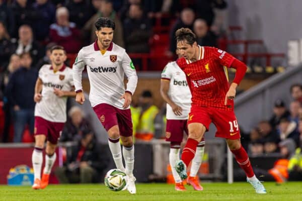 LIVERPOOL, ENGLAND - Wednesday, September 25, 2024: Liverpool's Federico Chiesa during the Football League Cup 3rd Round match between Liverpool FC and West Ham United FC at Anfield. (Photo by Ryan Brown/Propaganda)