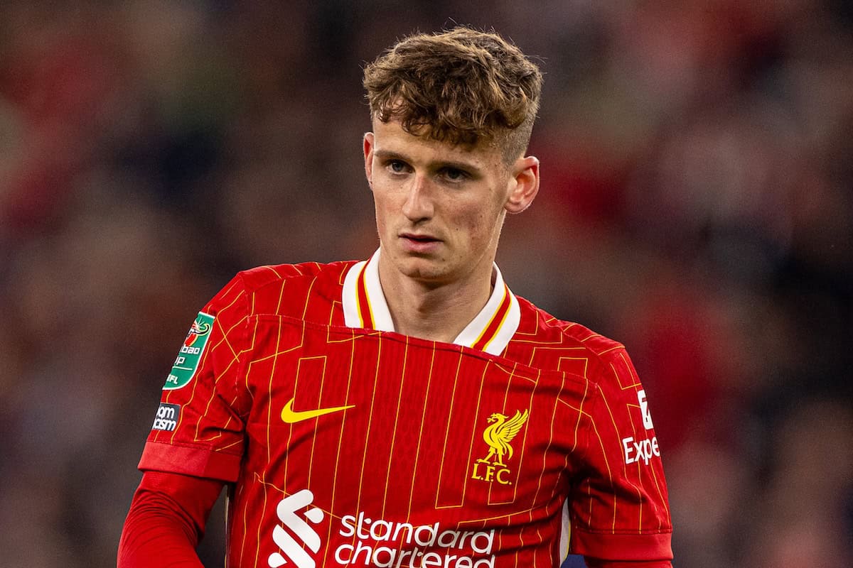 LIVERPOOL, ENGLAND - Wednesday, September 25, 2024: Liverpool's Tyler Morton during the Football League Cup 3rd Round match between Liverpool FC and West Ham United FC at Anfield. (Photo by Ryan Brown/Propaganda)