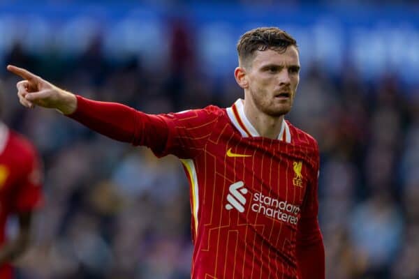 WOLVERHAMPTON, INGHILTERRA - sabato 28 settembre 2024: Andy Robertson di Liverpool durante la partita della fa Premier League tra il Wolverhampton Wanderers FC e il Liverpool FC allo stadio Molineux. (Foto di David Rawcliffe/Propaganda)