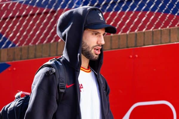 LONDON, ENGLAND - Saturday, October 5, 2024: Liverpool's Dominik Szoboszlai arrives before the FA Premier League match between Crystal Palace FC and Liverpool FC at Selhurt Park. (Photo by David Rawcliffe/Propaganda)