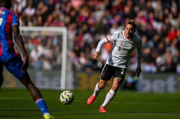 LONDRA, INGHILTERRA - sabato 5 ottobre 2024: Diogo Jota di Liverpool durante la partita della fa Premier League tra il Crystal Palace FC e il Liverpool FC al Selhurst Park. (Foto di David Rawcliffe/Propaganda)