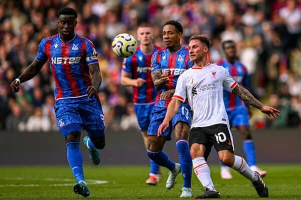 LONDRA, INGHILTERRA - sabato 5 ottobre 2024: Alexis Mac Allister di Liverpool durante la partita della fa Premier League tra il Crystal Palace FC e il Liverpool FC al Selhurst Park. (Foto di David Rawcliffe/Propaganda)