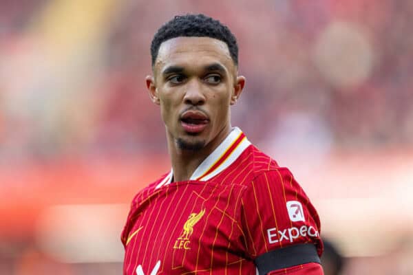 LIVERPOOL, ENGLAND - Saturday, October 19, 2024: Liverpool's Trent Alexander-Arnold during the FA Premier League match between Liverpool FC and Chelsea FC at Anfield. (Photo by David Rawcliffe/Propaganda)