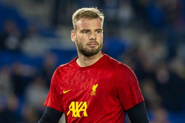 BRIGHTON & HOVE, ENGLAND - Wednesday, October 30, 2024: Liverpool's goalkeeper Vitezslav Jaros during the pre-match warm-up before the Football League Cup 4th Round match between Brighton & Hove Albion FC and Liverpool FC at the AMEX Community Stadium. (Photo by David Rawcliffe/Propaganda)