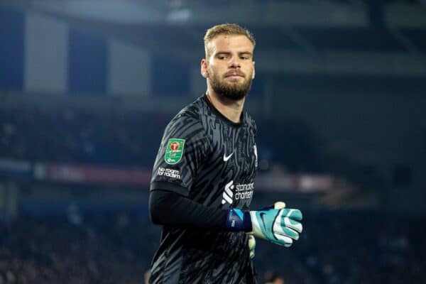 BRIGHTON & HOVE, ENGLAND - Wednesday, October 30, 2024: Liverpool's goalkeeper Vitezslav Jaros during the Football League Cup 4th Round match between Brighton & Hove Albion FC and Liverpool FC at the AMEX Community Stadium. (Photo by David Rawcliffe/Propaganda)