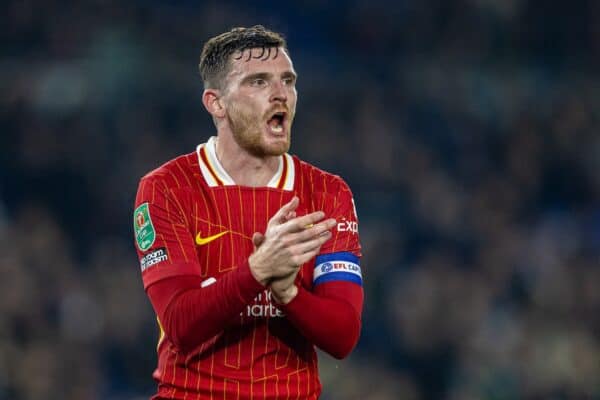 BRIGHTON & HOVE, ANGLETERRE - mercredi 30 octobre 2024 : Andy Robertson de Liverpool lors du 4e tour de la coupe de la Ligue de football entre le Brighton & Hove Albion FC et le Liverpool FC au stade communautaire AMEX. (Photo de David Rawcliffe/Propagande)