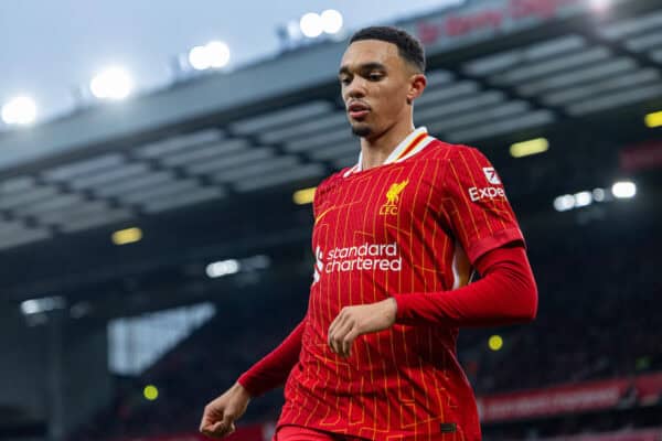 LIVERPOOL, ENGLAND - Saturday, November 2, 2024: Liverpool's Trent Alexander-Arnold during the FA Premier League match between Liverpool FC and Brighton & Hove Albion FC at Anfield. (Photo by David Rawcliffe/Propaganda)