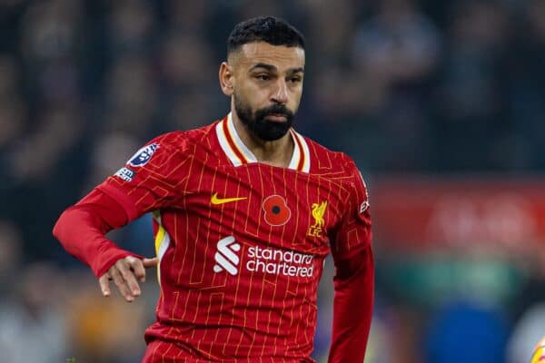 LIVERPOOL, ENGLAND - Saturday, November 9, 2024: Liverpool's Mohamed Salah during the FA Premier League match between Liverpool FC and Aston Villa FC at Anfield. (Photo by David Rawcliffe/Propaganda)