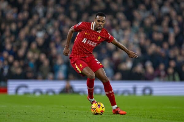 LIVERPOOL, ENGLAND - Saturday, November 9, 2024: Liverpool's Ryan Gravenberch during the FA Premier League match between Liverpool FC and Aston Villa FC at Anfield. (Photo by David Rawcliffe/Propaganda)