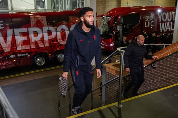 NEWCASTLE-UPON-TYNE, ENGLAND - Wednesday, December 4, 2024: Liverpool's Joe Gomez arrives before the FA Premier League match between Newcastle United FC and Liverpool FC at St James' Park. (Photo by David Rawcliffe/Propaganda)