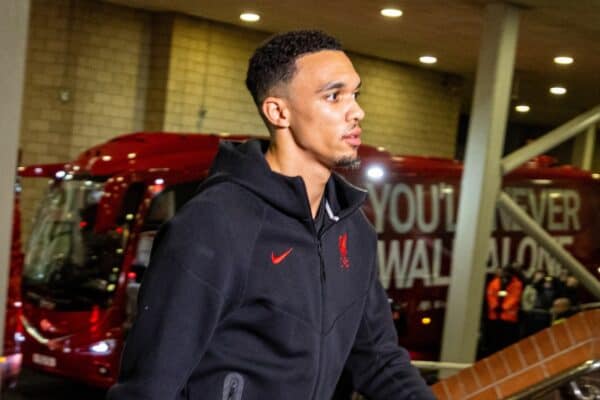 NEWCASTLE-UPON-TYNE, ENGLAND - Wednesday, December 4, 2024: Liverpool's Trent Alexander-Arnold arrives before the FA Premier League match between Newcastle United FC and Liverpool FC at St James' Park. (Photo by David Rawcliffe/Propaganda)