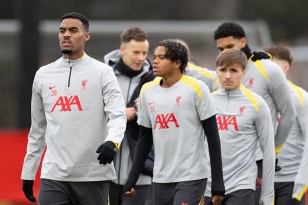 LIVERPOOL, ENGLAND - Monday, December 9, 2024: Liverpool's Ryan Gravenberch during a training session at the AXA Training Centre ahead of the UEFA Champions League match between Girona FC and Liverpool FC. (Photo by Jessica Hornby/Propaganda)