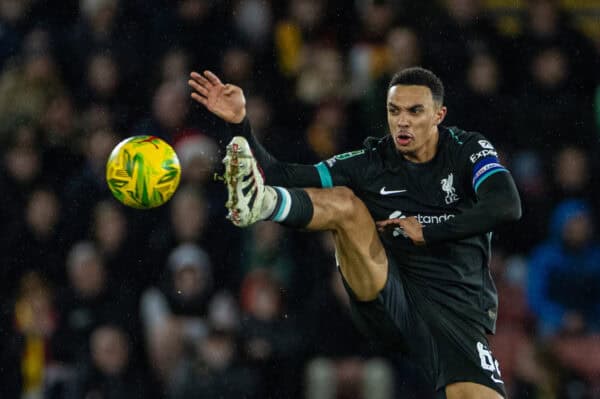 SOUTHAMPTON, ENGLAND - Tuesday 17 December 2024: Liverpool's Trent Alexander-Arnold during the Football League Cup quarter final match between Southampton FC and Liverpool FC at St Mary's Stadium. (Photo by David Rawcliffe/Propaganda)