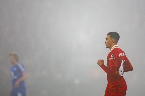 LIVERPOOL, ENGLAND - Saturday, December 14, 2024: Liverpool's Trent Alexander-Arnold during the FA Premier League match between Liverpool FC and Fulham FC at Anfield. (Photo by David Rawcliffe/Propaganda)