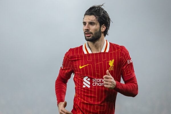 LIVERPOOL, ENGLAND - Saturday, December 14, 2024: Liverpool's Dominik Szoboszlai during the FA Premier League match between Liverpool FC and Fulham FC at Anfield. (Photo by David Rawcliffe/Propaganda)