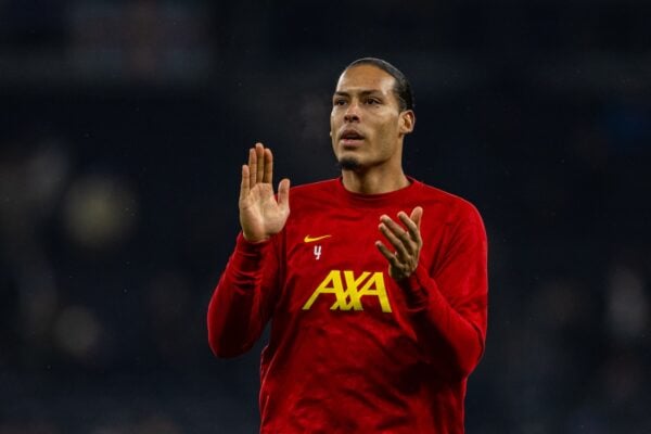 LONDON, ENGLAND - Wednesday, January 8, 2025: Liverpool's captain Virgil van Dijk during the Football League Cup Semi-Final 1st Leg match between Tottenham Hotspur FC and Liverpool FC at the Tottenham Hotspur Stadium. (Photo by David Rawcliffe/Propaganda)