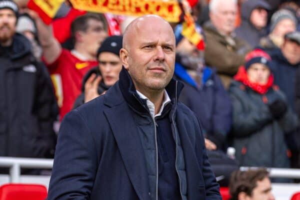 LIVERPOOL, ENGLAND - Saturday, January 11, 2025: Liverpool's head coach Arne Slot before the FA Cup 3rd Round match between Liverpool FC and Accrington Stanley FC at Anfield. (Photo by David Rawcliffe/Propaganda)