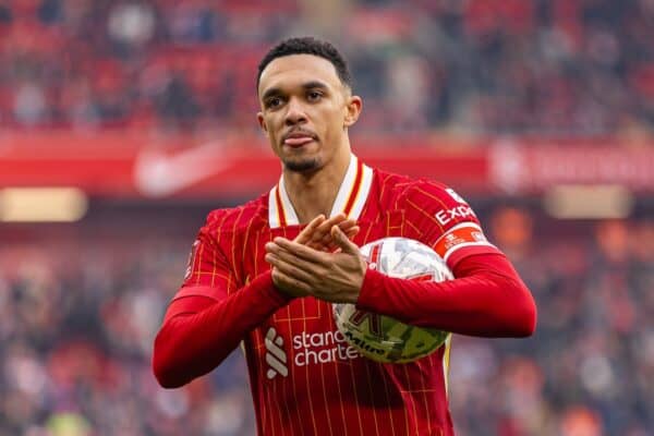 LIVERPOOL, ENGLAND - Saturday, January 11, 2025: Liverpool's Trent Alexander-Arnold during the FA Cup 3rd Round match between Liverpool FC and Accrington Stanley FC at Anfield. (Photo by David Rawcliffe/Propaganda)