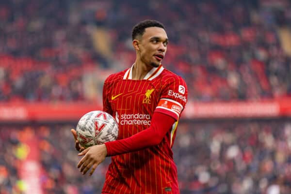 LIVERPOOL, ENGLAND - Saturday, January 11, 2025: Liverpool's Trent Alexander-Arnold during the FA Cup 3rd Round match between Liverpool FC and Accrington Stanley FC at Anfield. (Photo by David Rawcliffe/Propaganda)