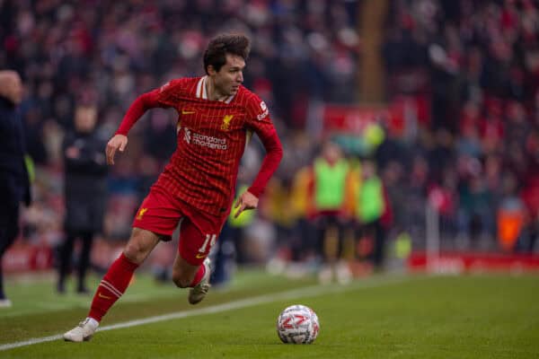 LIVERPOOL, ENGLAND - Saturday, January 11, 2025: Liverpool's Federico Chiesa during the FA Cup 3rd Round match between Liverpool FC and Accrington Stanley FC at Anfield. (Photo by David Rawcliffe/Propaganda)