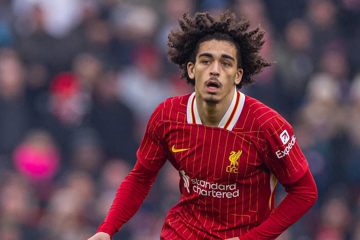 LIVERPOOL, ENGLAND - Saturday, January 11, 2025: Liverpool's Jayden Danns during the FA Cup 3rd Round match between Liverpool FC and Accrington Stanley FC at Anfield. (Photo by David Rawcliffe/Propaganda)