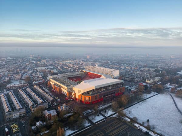 LIVERPOOL, ENGLAND - Saturday, January 11, 2025: A frosty morning at Anfield ahead of the FA Cup 3rd Round match between Liverpool FC and Accrington Stanley FC. (Photo by David Rawcliffe/Propaganda)