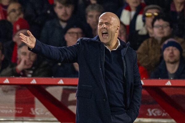 NOTTINGHAM, ENGLAND - Tuesday, December 14, 2025: Liverpool's head coach Arne Slot during the FA Premier League match between Nottingham Forest FC and Liverpool FC at the City Ground. (Photo by David Rawcliffe/Propaganda)