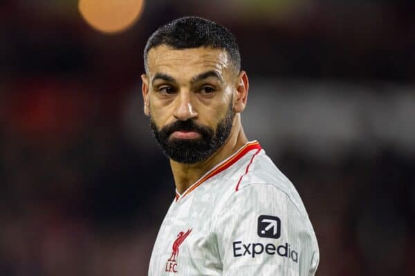 NOTTINGHAM, ENGLAND - Tuesday, January 14, 2025: Liverpool's Mohamed Salah during the FA Premier League match between Nottingham Forest FC and Liverpool FC at the City Ground. (Photo by David Rawcliffe/Propaganda)