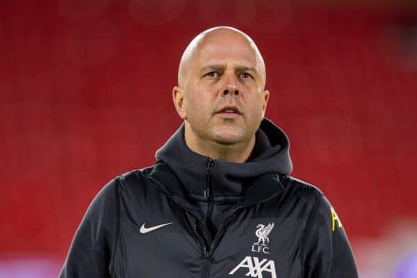 NOTTINGHAM, ENGLAND - Tuesday, December 14, 2025: Liverpool's head coach Arne Slot before the FA Premier League match between Nottingham Forest FC and Liverpool FC at the City Ground. (Photo by David Rawcliffe/Propaganda)