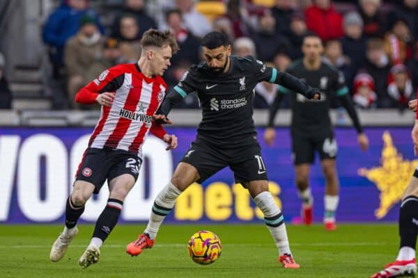 LONDON, ENGLAND - Saturday, January 18, 2025: Liverpool's Mohamed Salah during the FA Premier League match between Brentford FC and Liverpool FC at the Brentford Community Stadium. (Photo by David Rawcliffe/Propaganda)