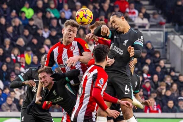 LONDON, ENGLAND - Saturday, January 18, 2025: Liverpool's captain Virgil van Dijk during the FA Premier League match between Brentford FC and Liverpool FC at the Brentford Community Stadium. (Photo by David Rawcliffe/Propaganda)