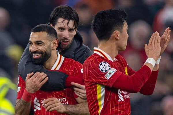 LIVERPOOL, ENGLAND - Tuesday, January 21, 2025: Liverpool's Mohamed Salah after the UEFA Champions League game between Liverpool FC and Lille OSC at Anfield. (Photo by David Rawcliffe/Propaganda)