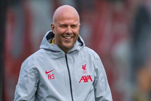 LIVERPOOL, ENGLAND - Tuesday, January 28, 2025: Liverpool's head coach Arne Slot during a training session at the AXA Training Centre ahead of the UEFA Champions League match between PSV Eindhoven and Liverpool FC. (Photo by Jon Super/Propaganda)