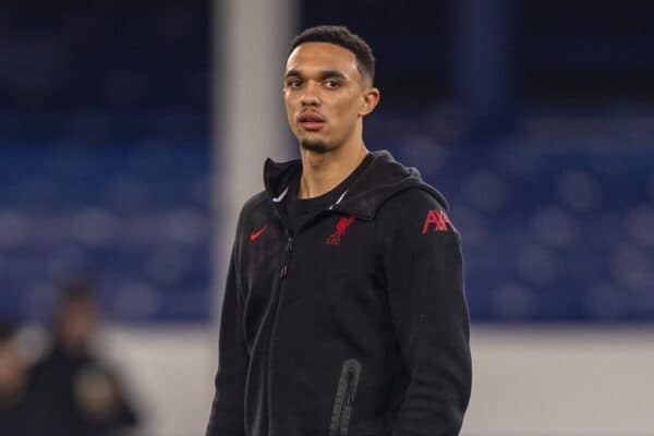 LIVERPOOL, ENGLAND - Wednesday, February 12, 2025: Liverpool's Trent Alexander-Arnold arrives before the FA Premier League match between Everton FC and Liverpool FC, the 245th Merseyside Derby and the last one at Goodison Park. (Photo by David Rawcliffe/Propaganda)