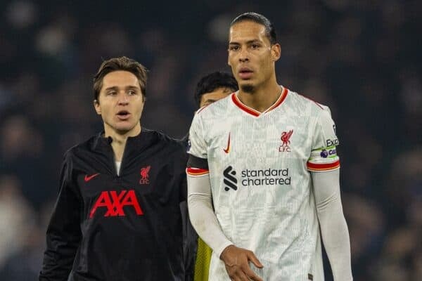 BIRMINGHAM, ENGLAND - Wednesday, February 19, 2025: Liverpool's captain Virgil van Dijk after the FA Premier League match between Aston Villa FC and Liverpool FC at Villa Park. (Photo by David Rawcliffe/Propaganda)