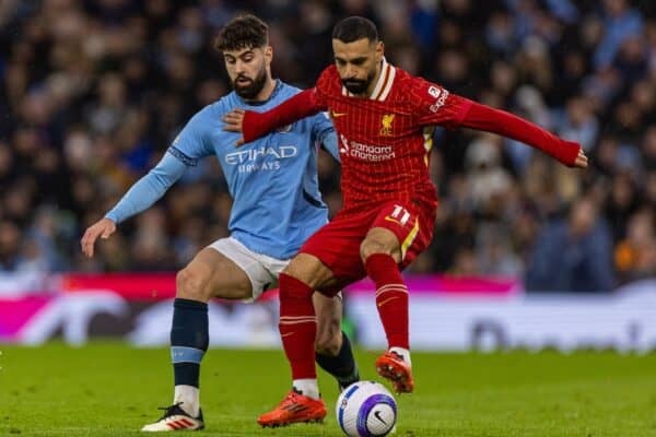 MANCHESTER, ENGLAND - Sunday, February 23, 2025: Liverpool's Mohamed Salah during the FA Premier League match between Manchester City FC and Liverpool FC at the City of Manchester Stadium. (Photo by David Rawcliffe/Propaganda)