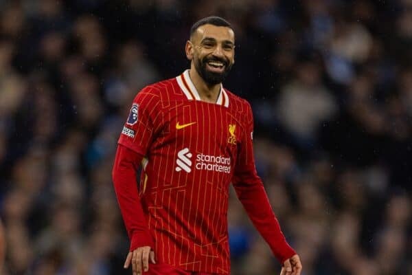 MANCHESTER, ENGLAND - Sunday, February 23, 2025: Liverpool's Mohamed Salah during the FA Premier League match between Manchester City FC and Liverpool FC at the City of Manchester Stadium. (Photo by David Rawcliffe/Propaganda)