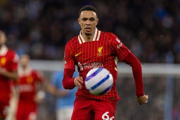 MANCHESTER, ENGLAND - Sunday, February 23, 2025: Liverpool's Trent Alexander-Arnold during the FA Premier League match between Manchester City FC and Liverpool FC at the City of Manchester Stadium. (Photo by David Rawcliffe/Propaganda)