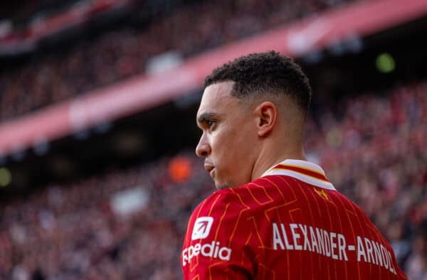 LIVERPOOL, ENGLAND - Saturday, March 8, 2025: Liverpool's Trent Alexander-Arnold during the FA Premier League match between Liverpool FC and Southampton FC at Anfield. (Photo by David Rawcliffe/Propaganda)