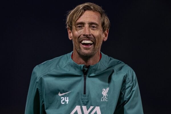 LIVERPOOL, ENGLAND - Friday, March 21, 2025: Liverpool's Peter Crouch during a training session at the AXA Training Centre ahead of the LFC Foundation match between Liverpool FC Legends and Chelsea FC Legends. (Photo by David Rawcliffe/Propaganda)