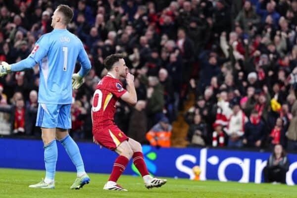 Diogo Jota netted a late equaliser for Liverpool against Fulham (Peter Byrne/PA)